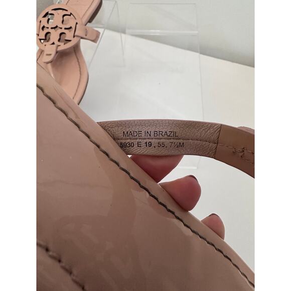 Tory Burch womens size 7.5 Miller Patent Leather Thong Sandals tan nude - Picture 9 of 10